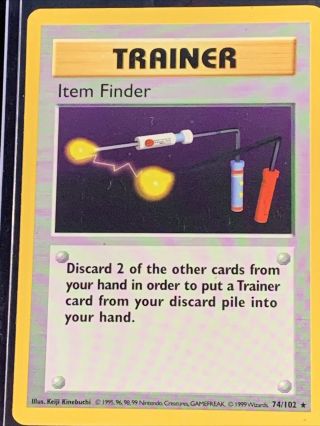 Shadowless Item Finder 74/102 Pokemon Tcg Rare Card Base Set (1999)