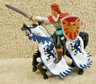 2006 Papo Schleich Medieval Fantasy Blue Dragon Knight Hero With Horse