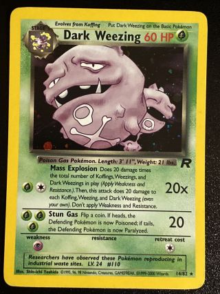 Dark Weezing Team Rocket Holo Rare 14/82 2000 Pokemon Card Wotc