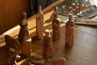 Nativity Set Figures Hand Carved Olive Wood The Holy Land Bethlehem 12 Piece Set