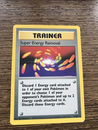 Trainer Energy Removal Rare 79/102 Base Set Pokemon Card Played