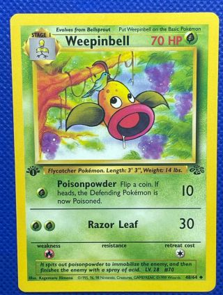 Pokemon | Jungle 1st First Edition | 48/64 Weepinbell Uncommon | Psa 9 ?