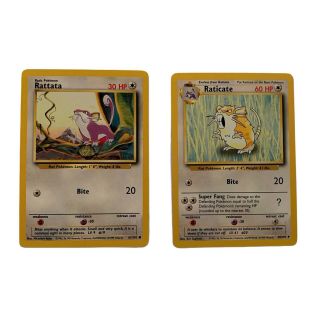 Pokemon Tcg Rattata Raticate Unlimited Base Set Cards 61/102 40/102 Nm 1999