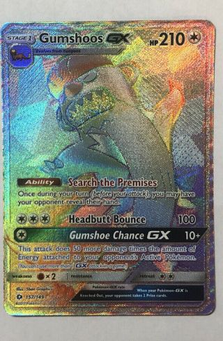 Gumshoos Gx 157/149 Full Art Rainbow Secret Rare Pokémon Sun & Moon Base M/nm