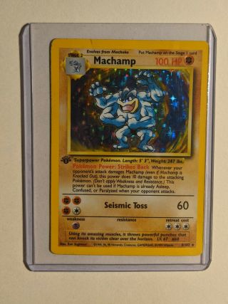 1999 Machamp 8/102 1st Edition Base Set Holo Pokemon Card Lp -