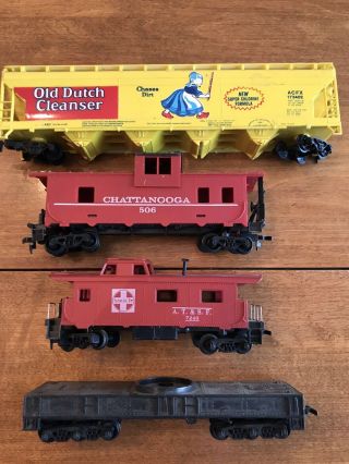 Tyco Vintage/old Ho Train Freight And Caboose Cars,  Qty 4