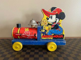 Vintage Fisher Price 432 Mickey Mouse Choo Choo Pull Toy - Circa 1938