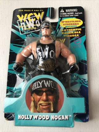 1998 Wcw Hollywood Hogan 4.  5 " Figure W/ Wrestling Stickers Moc Wwe Osftm