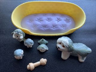 Vintage Littlest Pet Shop Dog Mommy And Babies Baby Puppies Kenner Hard To Find