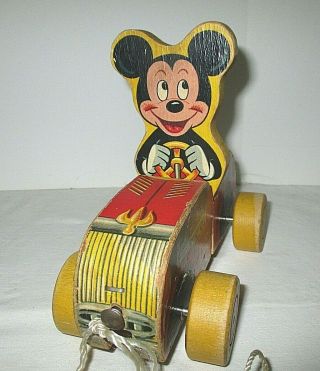 Vintage Mickey Mouse " Puddle Jumper " Pull Toy - Fisher Price