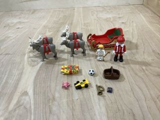 Playmobil 3604 Set Santa Claus Four Reindeer Pulling Sleigh With Angel & Toys
