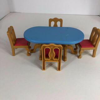 Vintage Little Tikes Grand Mansion Dollhouse Dining Room Table 4 Chairs Formal