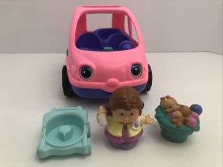 Fisher Price Little People Pink Car Suv Van Pink Purple Music Sounds W/2 People