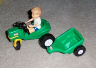 Little Tikes Vintage Dollhouse Tractor W/trailer,  Boy Figure
