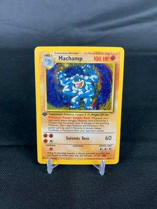 Wotc Pokemon Card Base Set 1st Edition Machamp Holo Rare 8/102