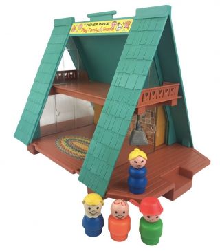 Vintage Fisher Price A Frame House & People