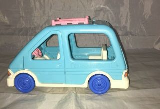 Vintage Fisher Price Loving Family Dollhouse Furniture Minivan Car Blue Van 1993