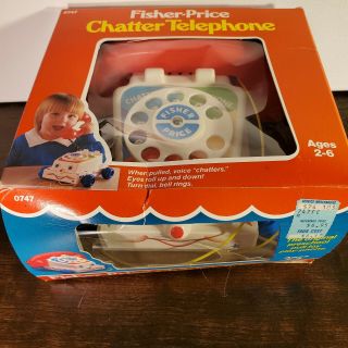 Vintage Fisher Price Chatter Phone Pull Retro Toy Telephone 747 1985 2