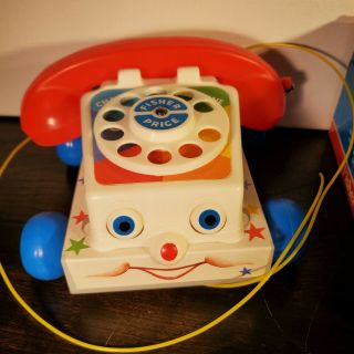 Vintage Fisher Price Chatter Phone Pull Retro Toy Telephone 747 1985 3