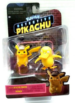 Pokemon Detective Pikachu Movie Set Of 2 Figures - Pikachu & Psyduck