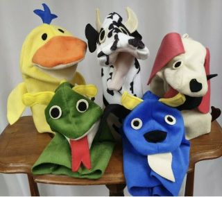 Baby Einstein Five Puppet Set Dragon,  Dog,  Cow,  Duck,  Goat