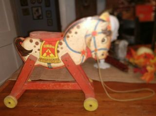 1941 Fisher Price Dobbin Hobby Horse Ride On Pull Toy 765 Fresh Out Of Estate