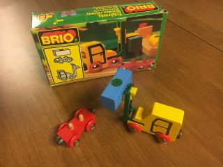 Vtg Brio 33322 Fork Lift Truck Set With Rimless Wheels Complete