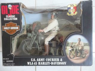 Gi Joe 1/6 Ww2 Harley Davidson Motorcycle & Soldier Us Army Courier Wla 45