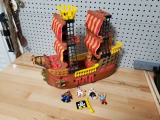 2006 Mattel Fisher Price Imaginext Adventures Pirate Ship Boat Retired Brown Red