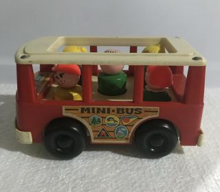 Fisher Price Little People Vintage Mini Bus 141 Fp - 141 With Wooden Figures