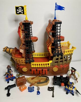 2006 Mattel Fisher Price Imaginext Adventures Pirate Ship Boat Brown Access