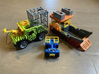 Fisher Price Imaginext Safari Truck And Rescue Boat With Atv And Cages