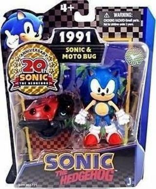 Rare Sonic The Hedgehog Jazwares 20th Anni 3 " Figure 1991 Sonic & Moto Bug Mimb