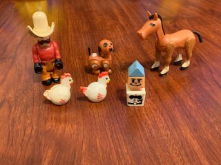 Vintage Fisher Price Toys.  1979 Cowboy And Animals.  Little People Hong Kong.