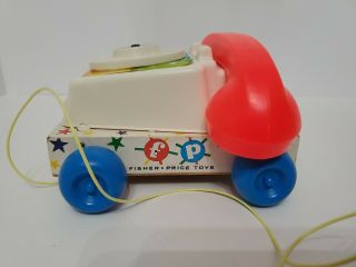 Vintage 1961 Fisher Price Chatter Phone Rotary Telephone Pull Toy 747 2