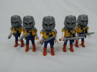Playmobil Set Of 5 Male Figures With Helmets And Two Weapons