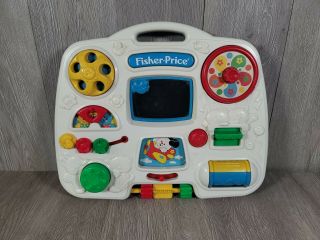 Fisher Price Crib Activity Center Busy Box Baby Toy 1175 Straps Vintage 1993 Euc