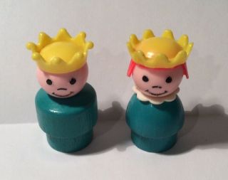 Vintage Fisher Price Little People Castle Prince Princess Boy And Girl Wood Body