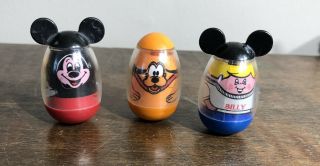 Vintage Hasbro Disney Weeble Wobbles Mickey Mouse Pluto Dog Billy