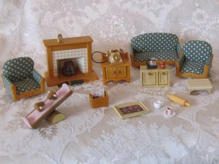 Calico Critters/sylvanian Families Living Room Furniture Set Light Up Fireplace