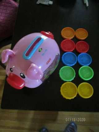 2006 Mattel Fisher Price Laugh & Learn Musical Pig Pink Piggy Bank All 10 Coins