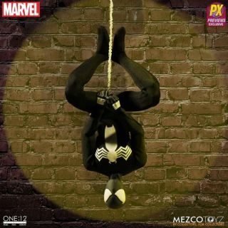 One: 12 Collective Marvel Spider - Man (black Suit) Figure Mezco 1/12 Px Exclusive
