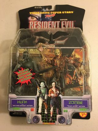 1998 Toy Biz Capcom Resident Evil 2 Platinum Hunk & Zombie 5 " Action Figures Moc