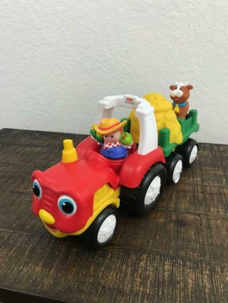 Fisher Price Little People Tow N Pull Tractor W/ Pop - Up Pig Music Sounds Figures