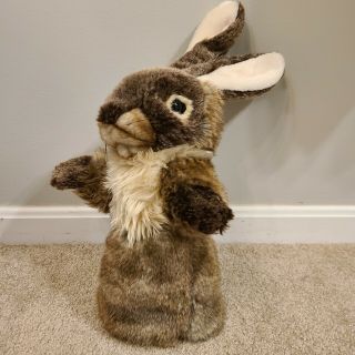 Folkmanis Rabbit Stage Bunny Hand Puppet Soft Realistic Plush Animal 12”