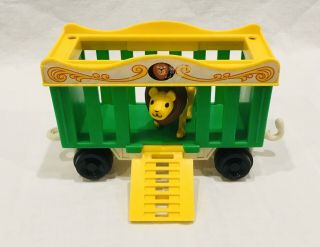 Vintage Fisher Price Little People Replacement Circus Train Green Car W/lion