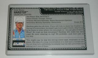 Custom 1987 Gi Joe Hard Top Crawler Driver Figure Uncut Red Back File Card H - 23