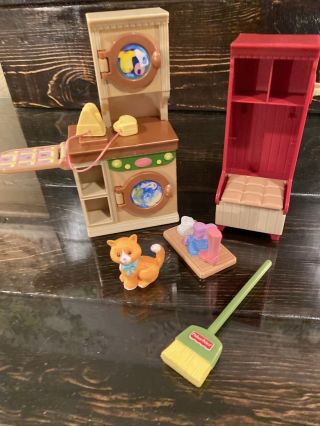Fisher Price Loving Family Dollhouse Furniture Laundry Room Washer Dryer
