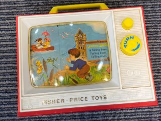 Vintage 1966 Fisher Price Toys Giant Screen Music Box Tv Two Tunes Tv,