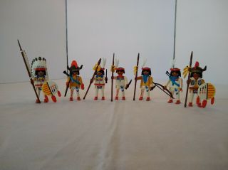 Playmobil Set Of 7 Retired Native American Indian Warriors